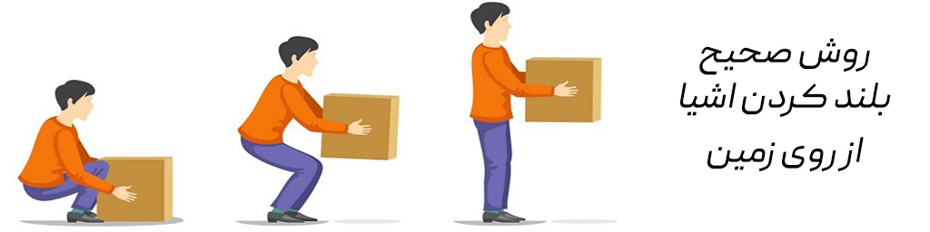 نشان دادن حرکت صحیح بلند کردن یک جعبه