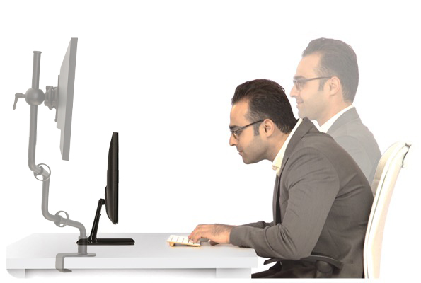 قبل و بعد از استفاده از یک نگهدارنده بازویی مانیتور